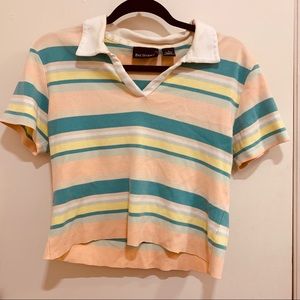 Pastel Cropped Striped Tee Shirt